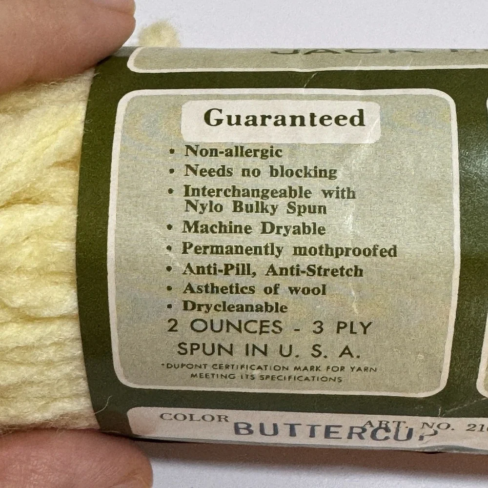 Lot 2 Vtg Jack Frost Bulky Wintuk Yarn Skeins Buttercup Yellow DuPont Orlon 2 Oz